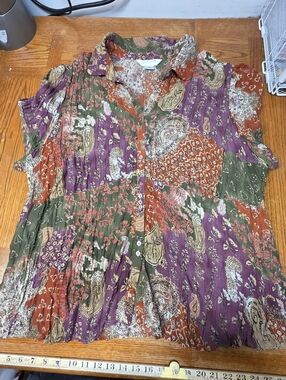 Allison Taylor Woman Plus Size 3X Button Up Blouse Beautiful Fall Colors...